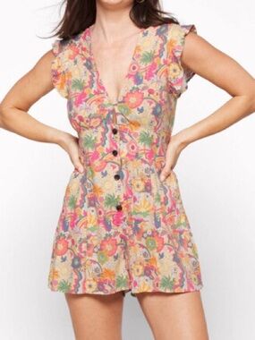 Marine Layer Camila Floral Print Ruffle Romper